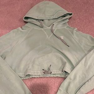 champion neon green cropped hoodie